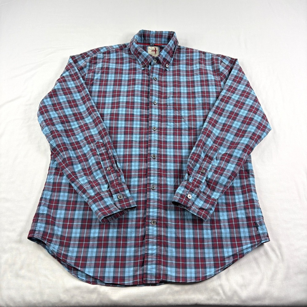 Relwen Shirt Mens Large Blue Red Plaid Button Up Long Sleeve Huckberry Casual